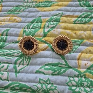 Lilly Pulitzer Gold Sunburst Earrings with Black Center